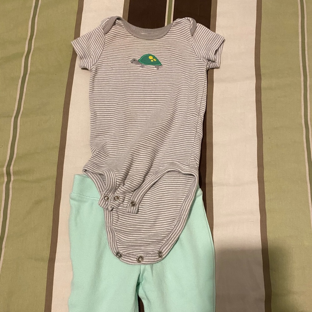 0-3m onesie and pants.